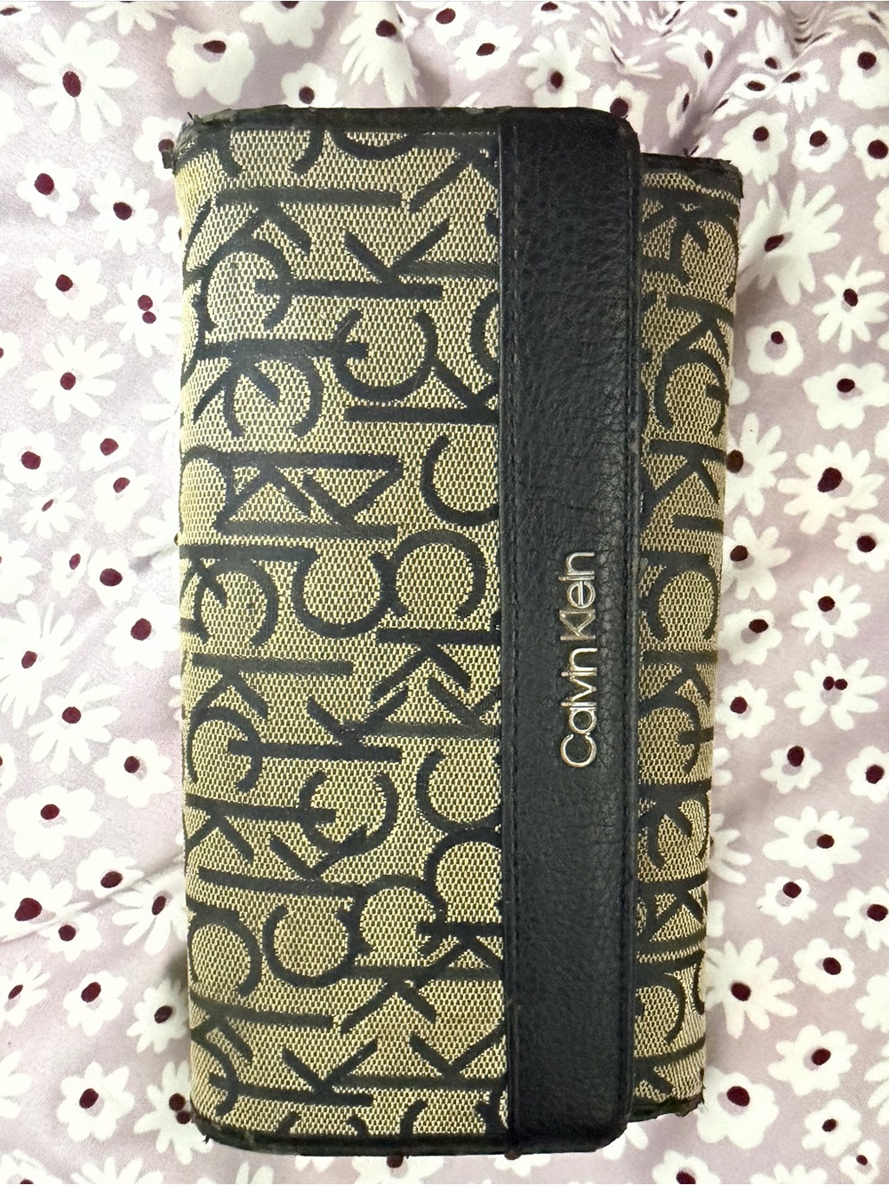 Calvin Klein Black Leather Zip Wallet with Card Slots